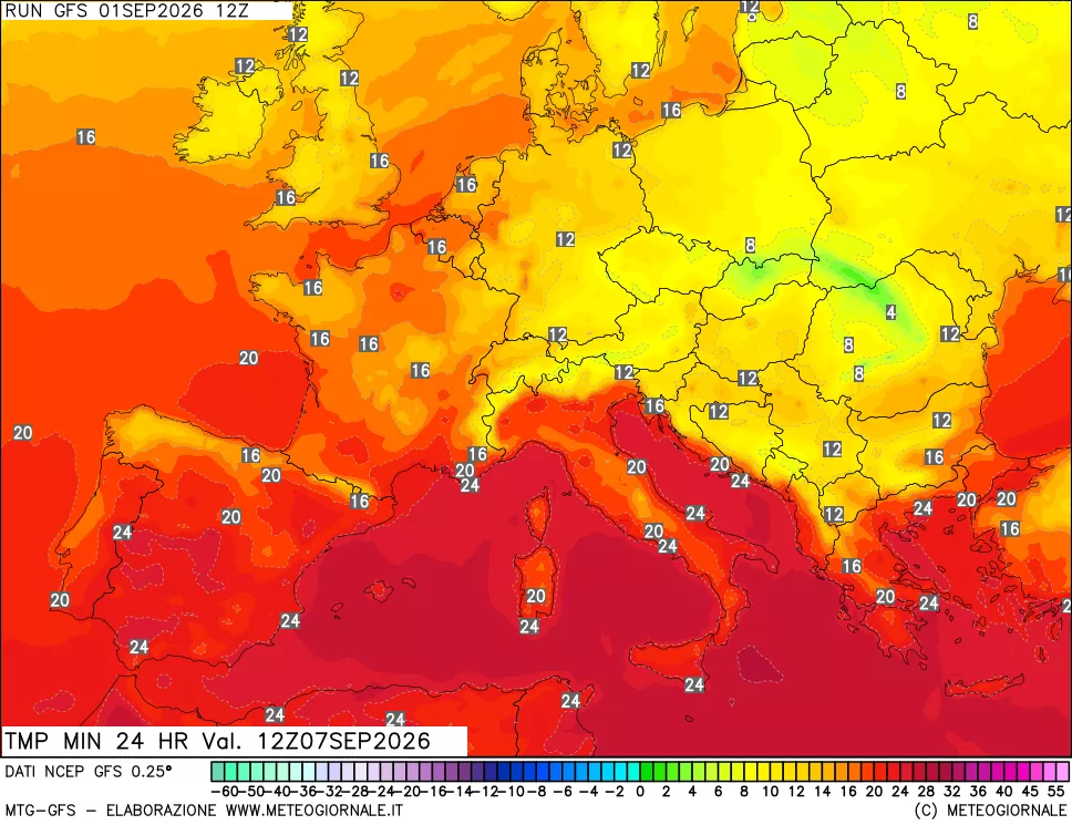 mappa Temperatura minima 24 ore