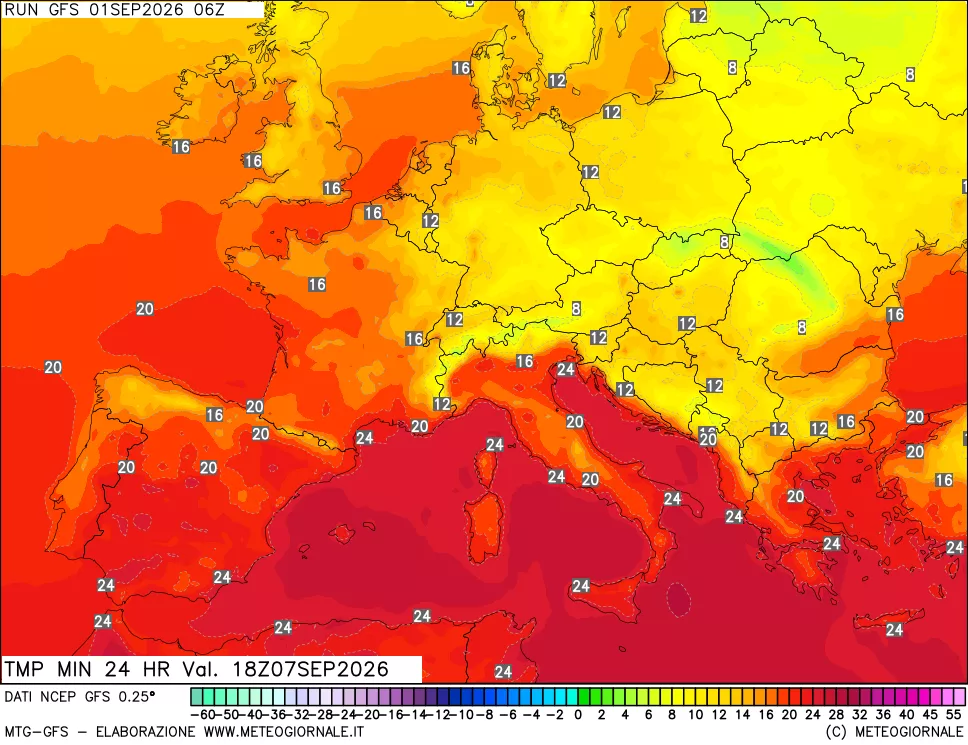 mappa Temperatura minima 24 ore