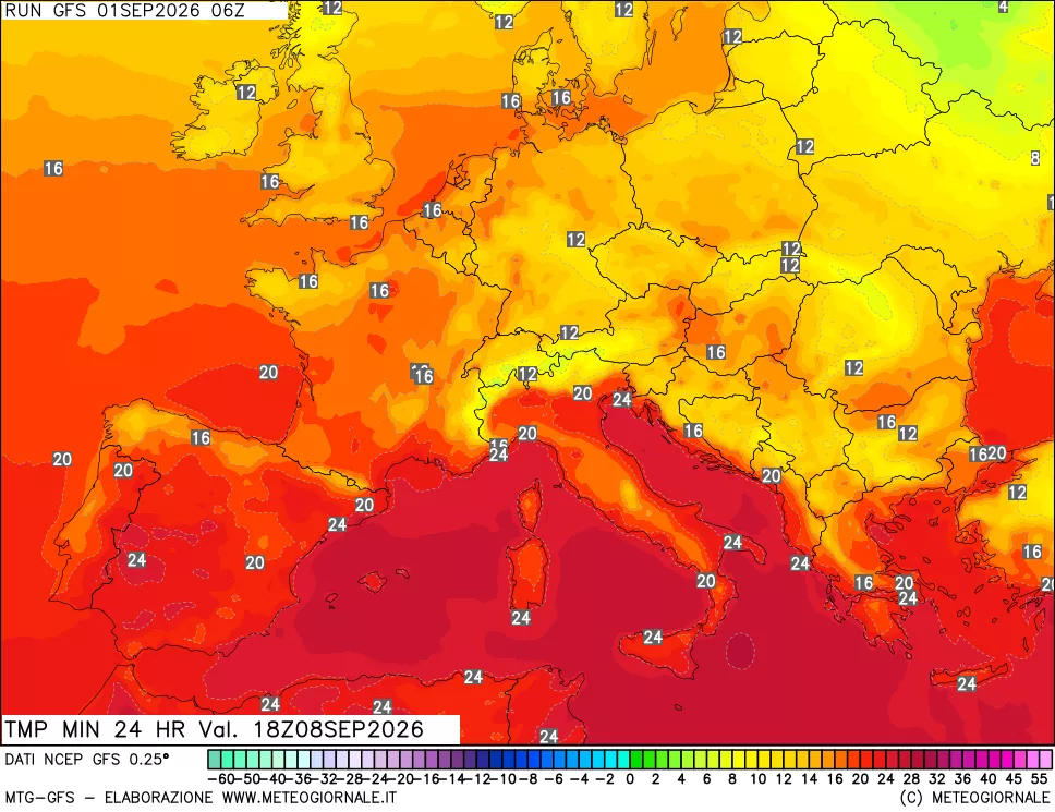 mappa Temperatura minima 24 ore