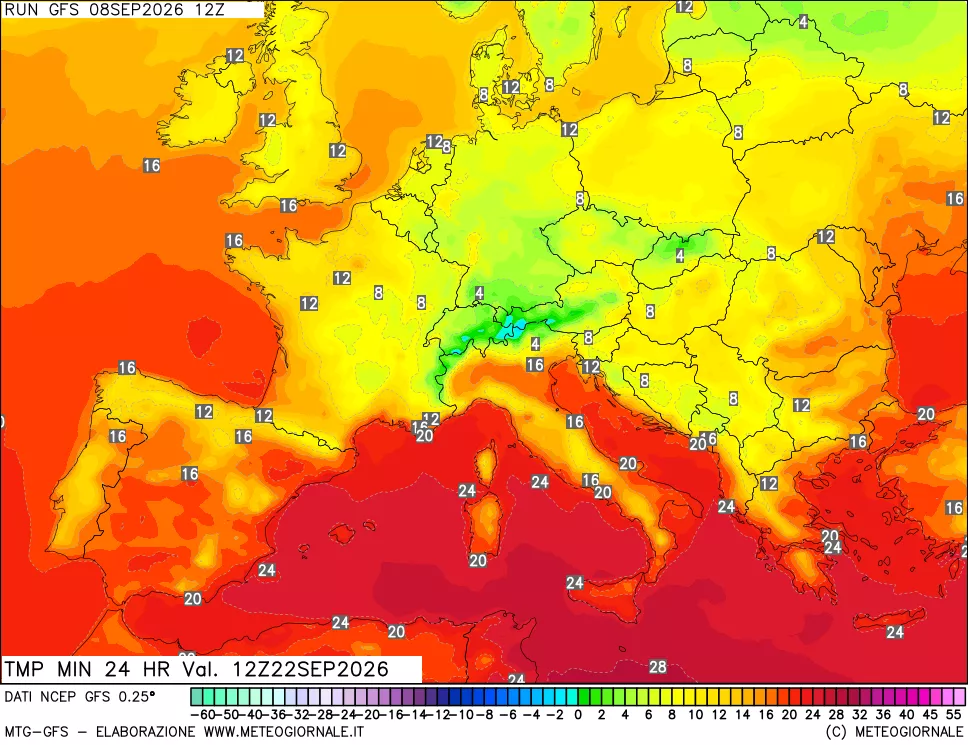 mappa Temperatura minima 24 ore