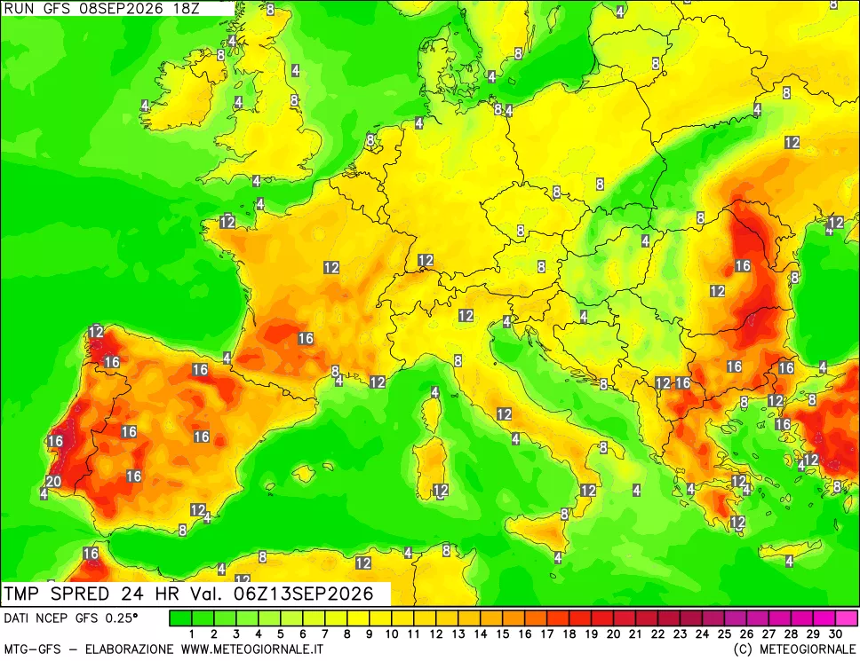 mappa Dif. TMax-TMin 24 ore