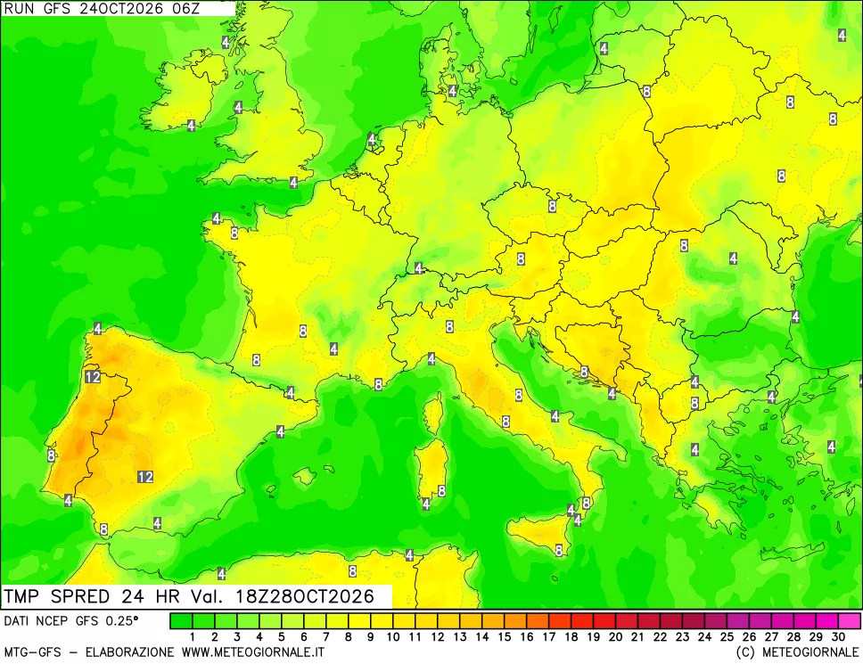 mappa Dif. TMax-TMin 24 ore
