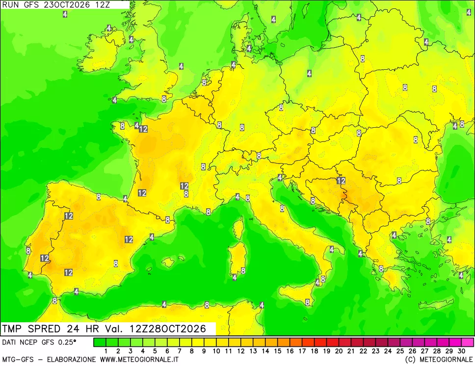 mappa Dif. TMax-TMin 24 ore