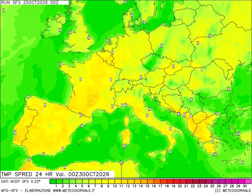 mappa Differenza TMax-TMin 24 ore