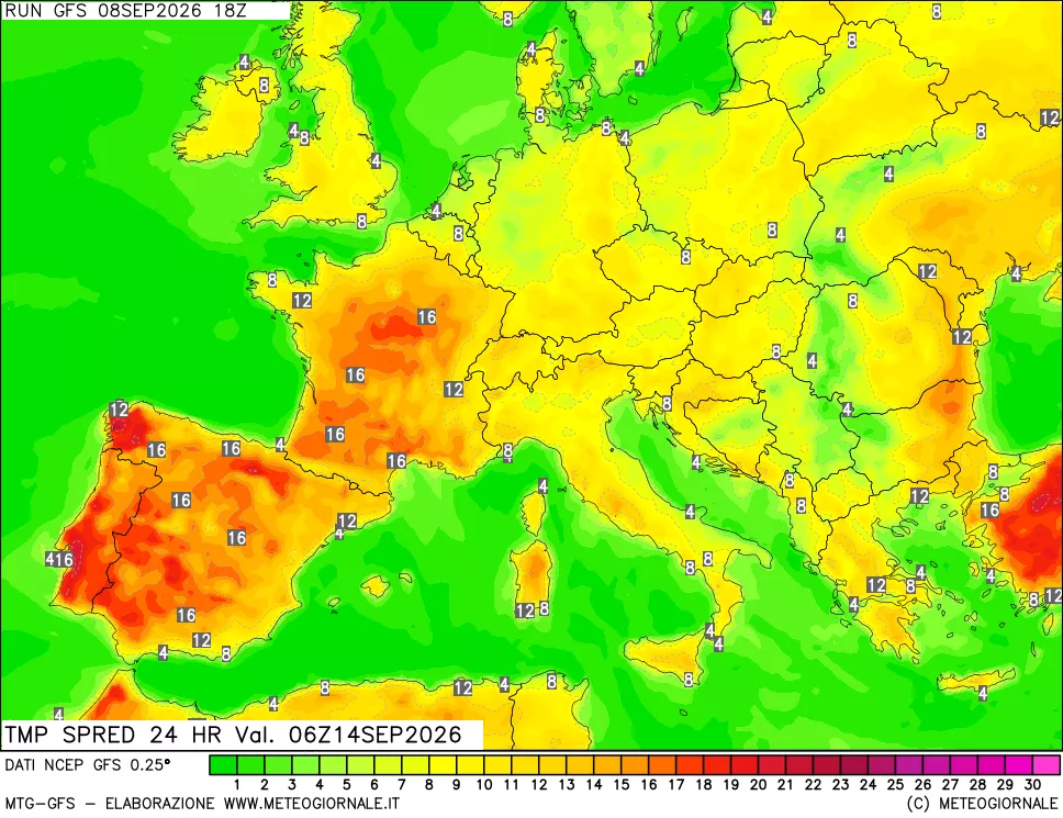 mappa Dif. TMax-TMin 24 ore