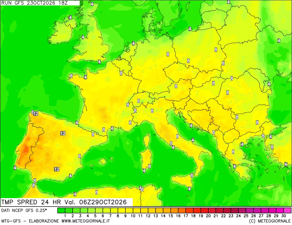 mappa Differenza TMax-TMin 24 ore