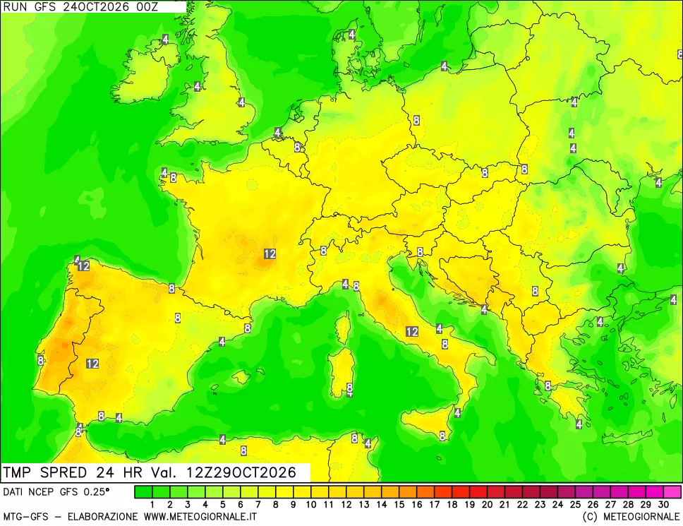 mappa Dif. TMax-TMin 24 ore
