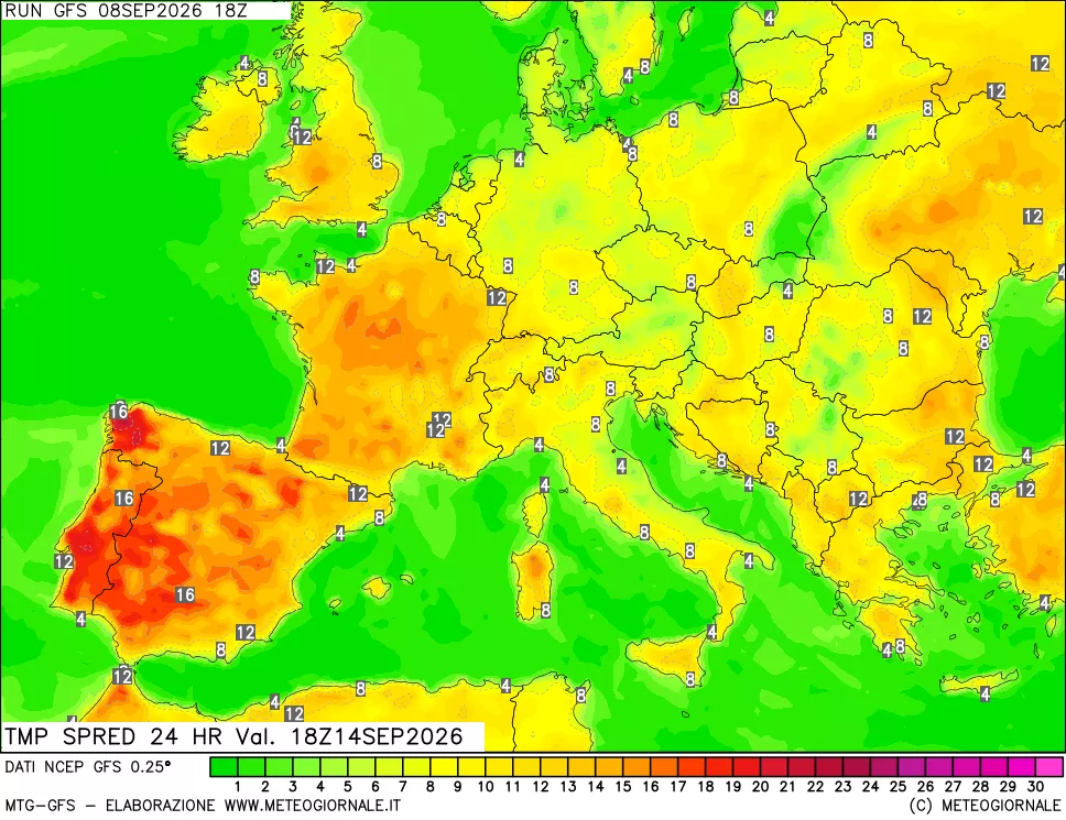 mappa Dif. TMax-TMin 24 ore