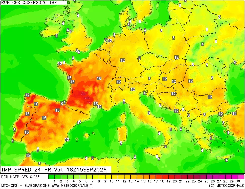 mappa Dif. TMax-TMin 24 ore
