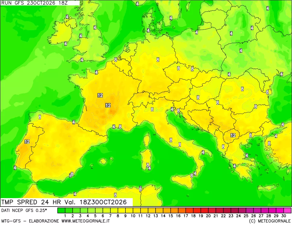 mappa Dif. TMax-TMin 24 ore