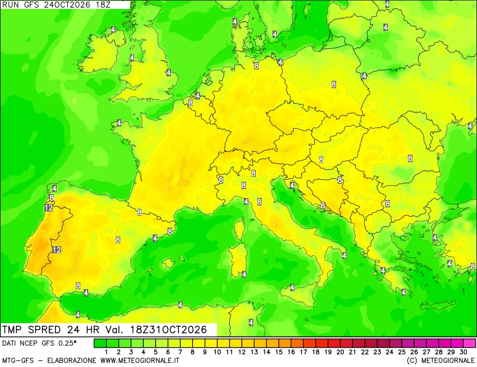 mappa Differenza TMax-TMin 24 ore