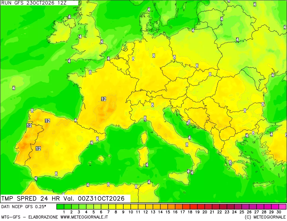 mappa Dif. TMax-TMin 24 ore