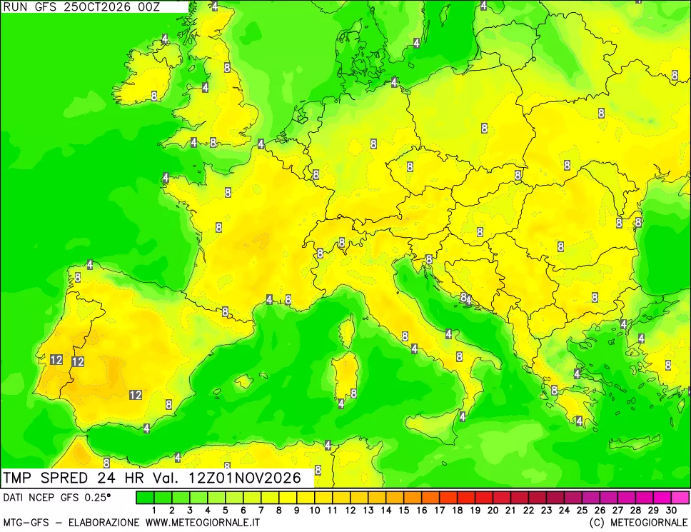 mappa Differenza TMax-TMin 24 ore