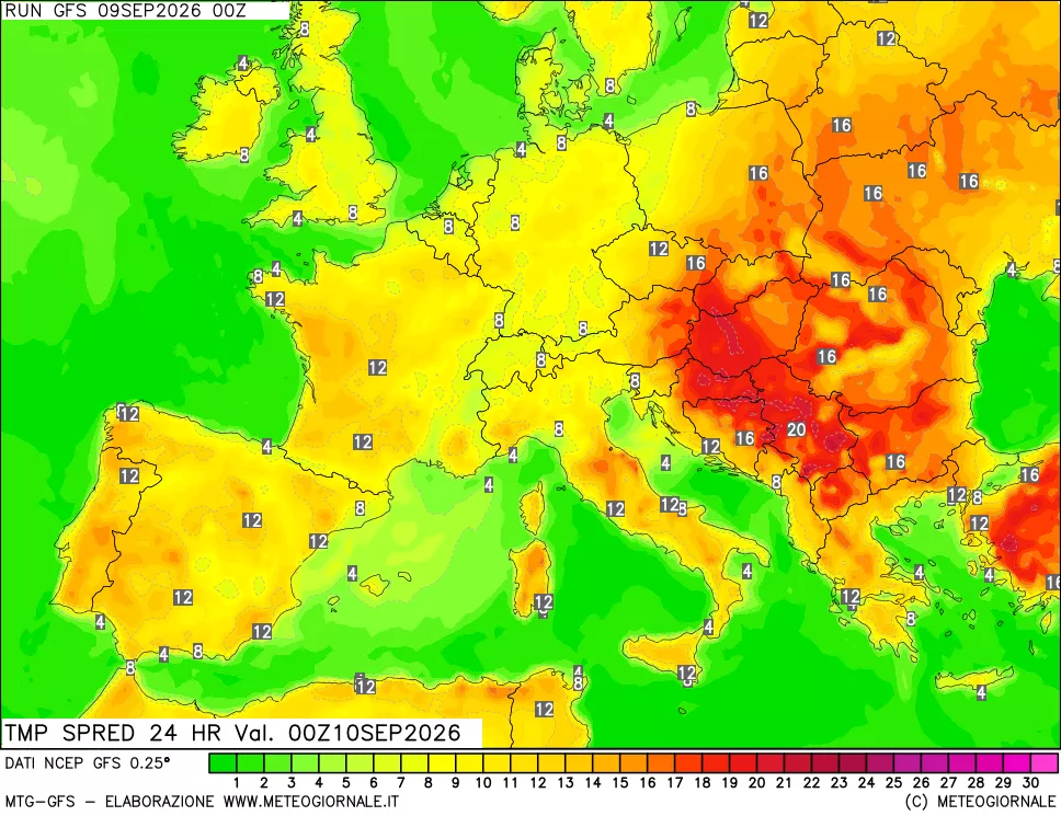 mappa Dif. TMax-TMin 24 ore