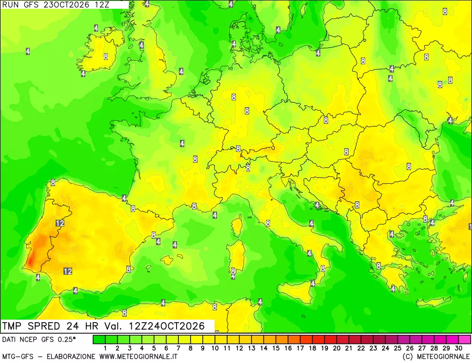 mappa Dif. TMax-TMin 24 ore