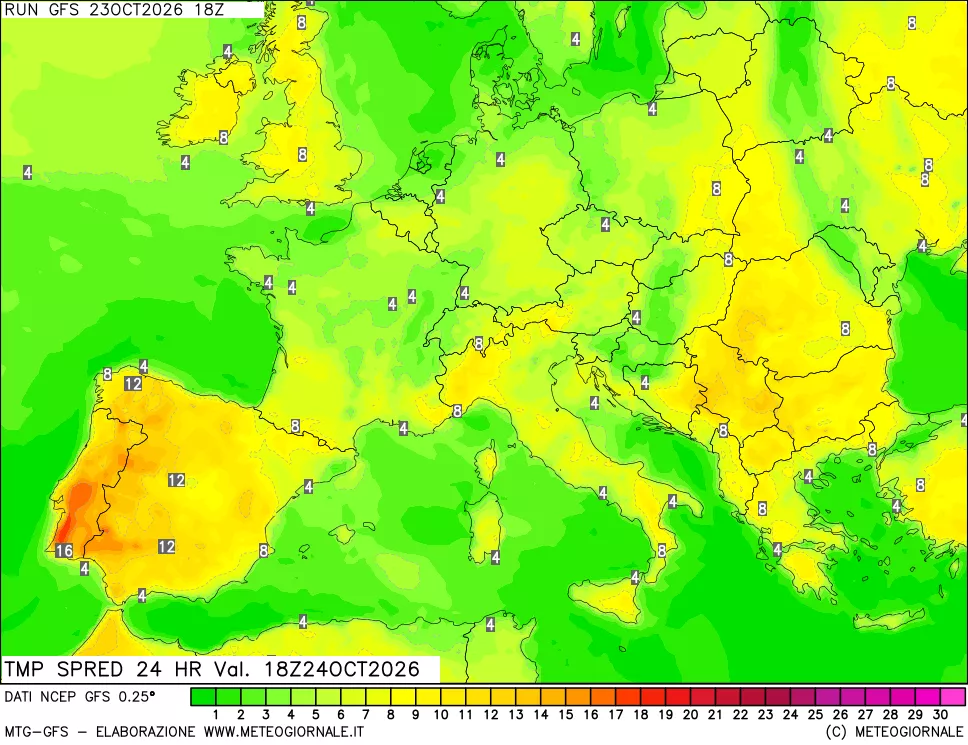 mappa Dif. TMax-TMin 24 ore