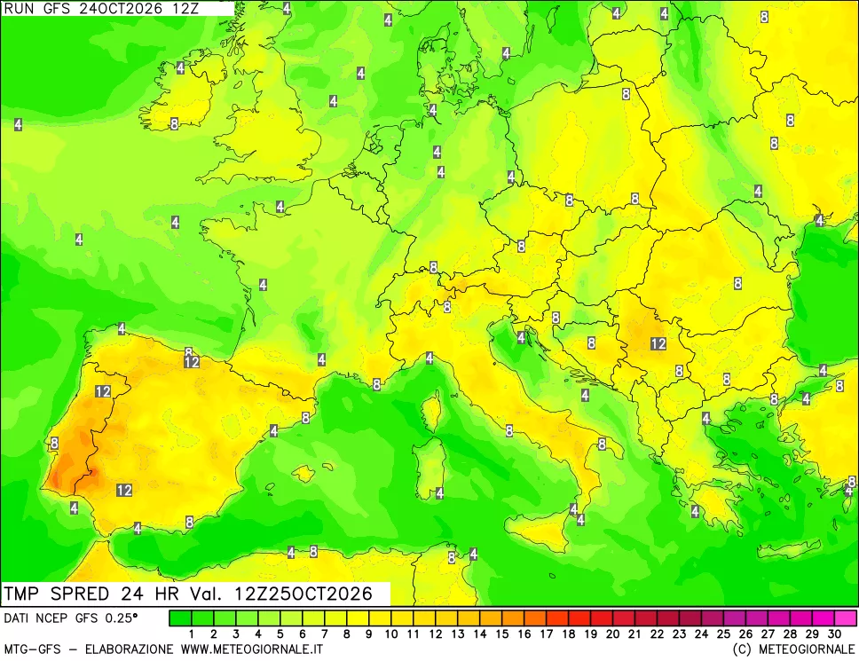 mappa Dif. TMax-TMin 24 ore