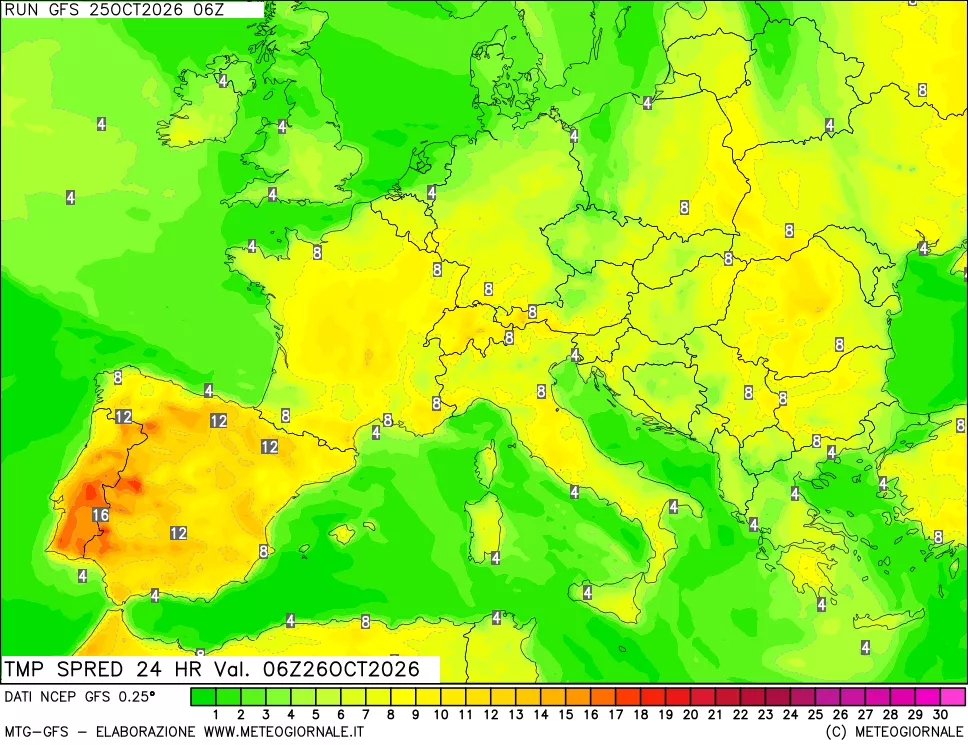 mappa Dif. TMax-TMin 24 ore