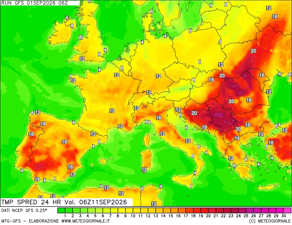 mappa Dif. TMax-TMin 24 ore