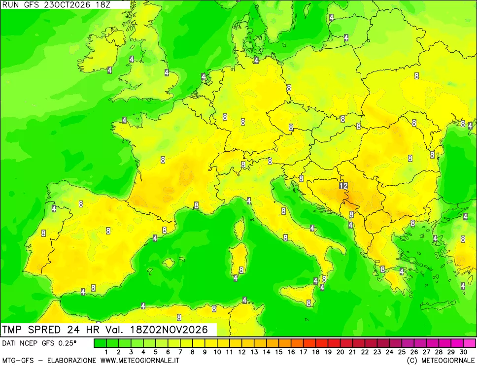 mappa Dif. TMax-TMin 24 ore