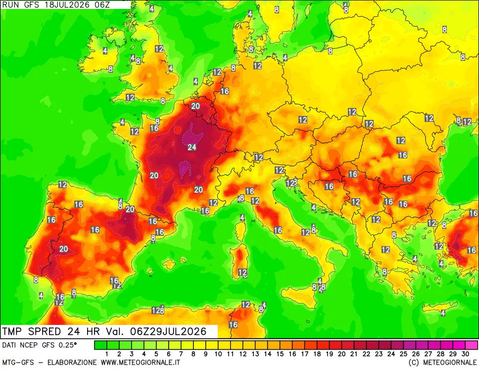 mappa Dif. TMax-TMin 24 ore