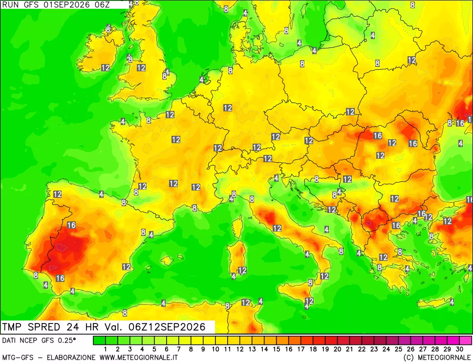 mappa Dif. TMax-TMin 24 ore