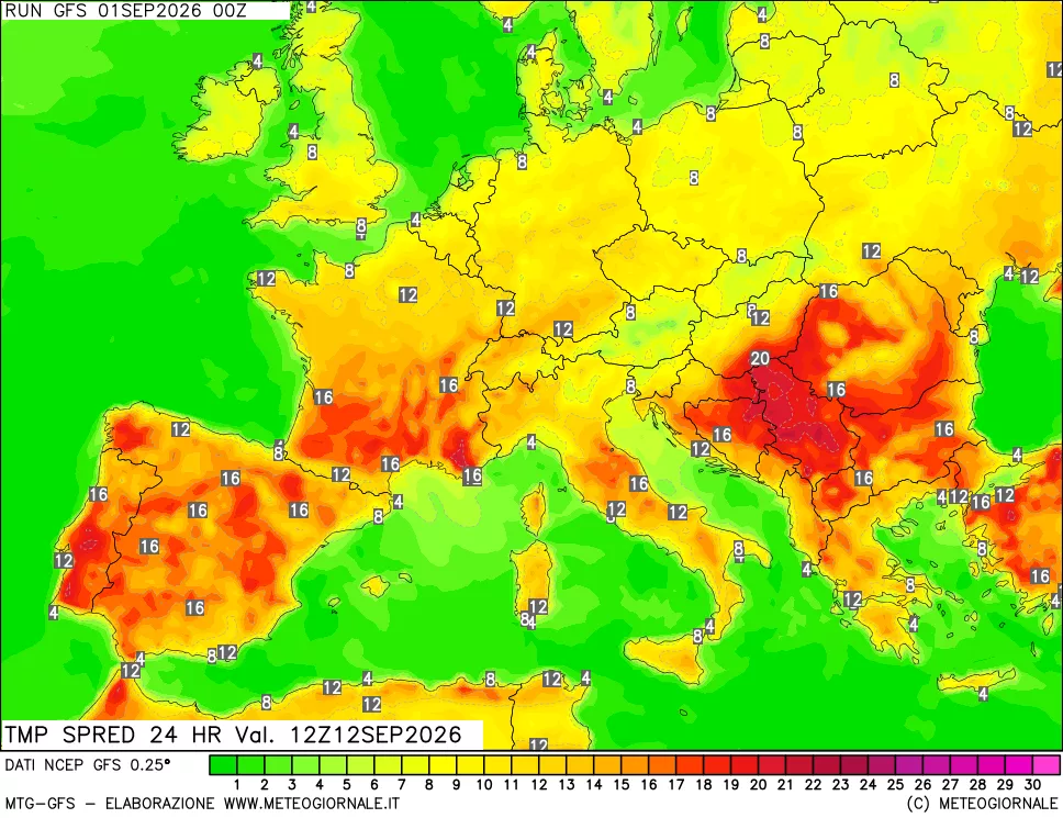 mappa Dif. TMax-TMin 24 ore