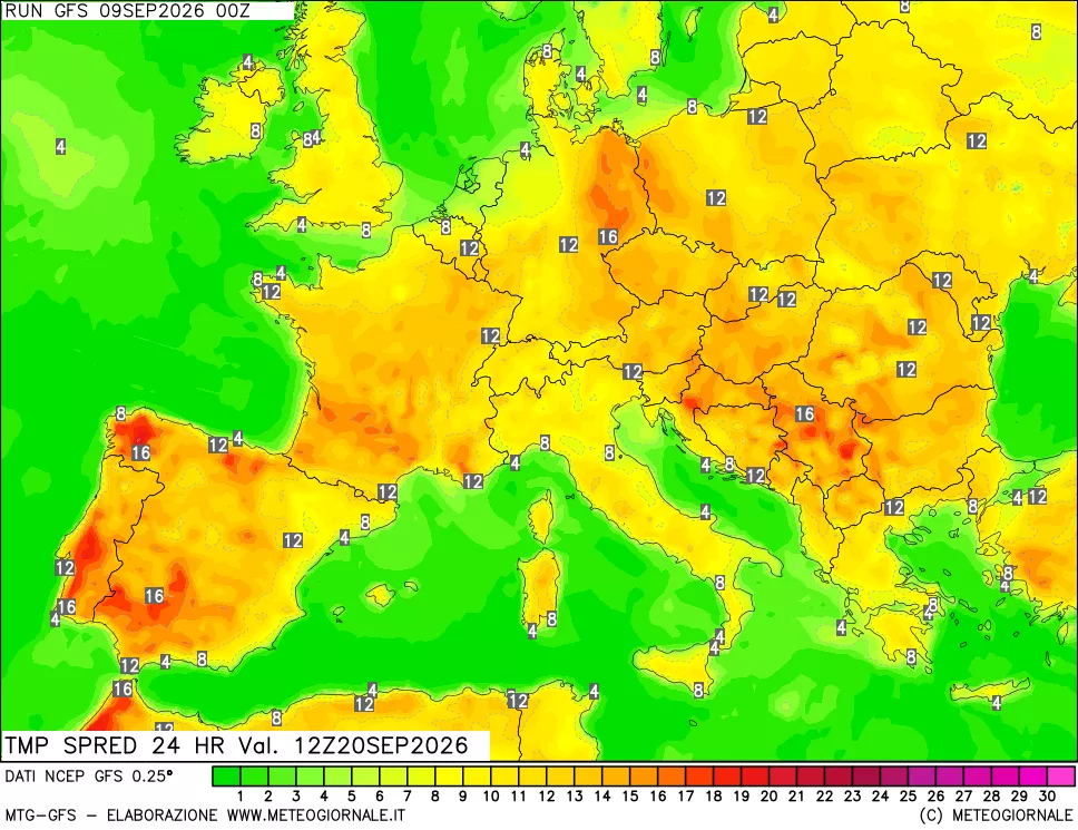 mappa Dif. TMax-TMin 24 ore