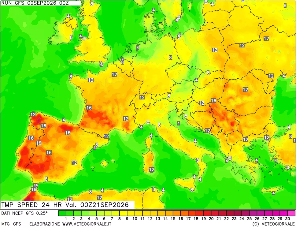 mappa Differenza TMax-TMin 24 ore