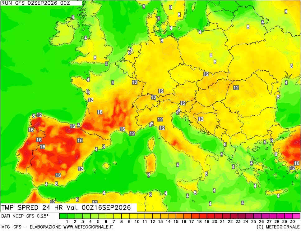 mappa Dif. TMax-TMin 24 ore