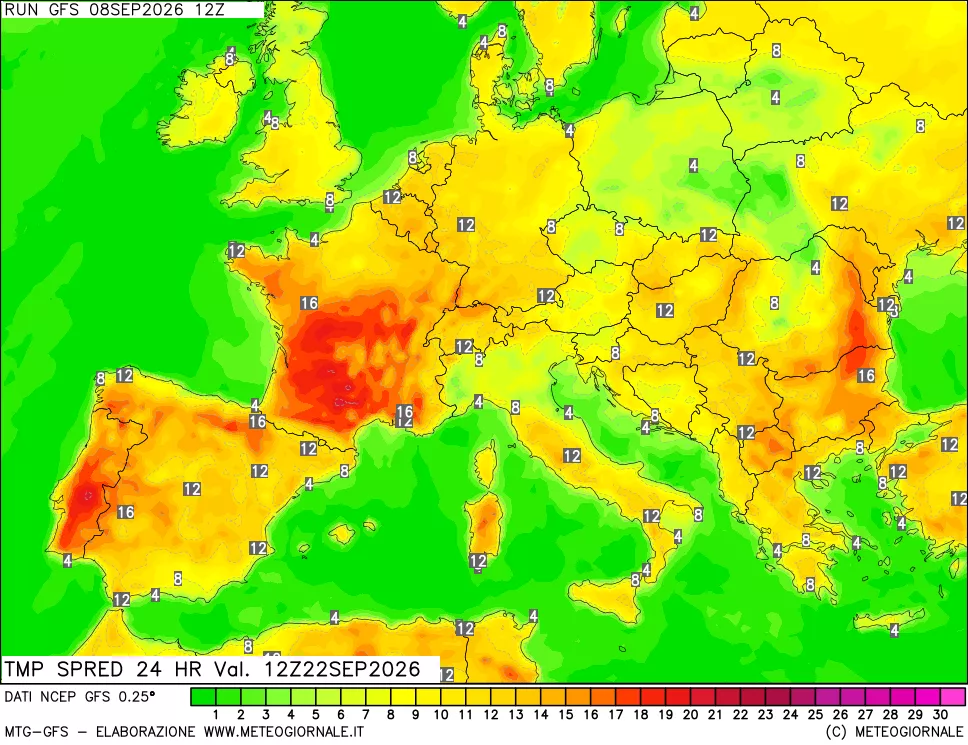mappa Dif. TMax-TMin 24 ore