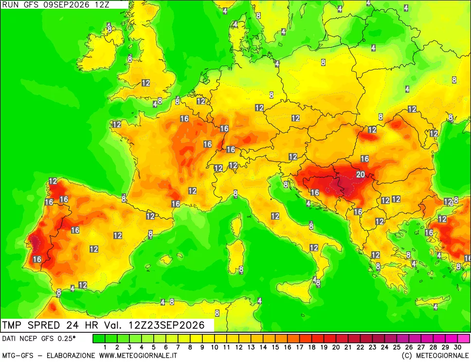 mappa Differenza TMax-TMin 24 ore