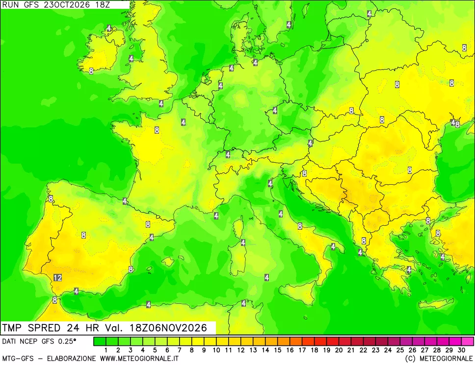 mappa Dif. TMax-TMin 24 ore
