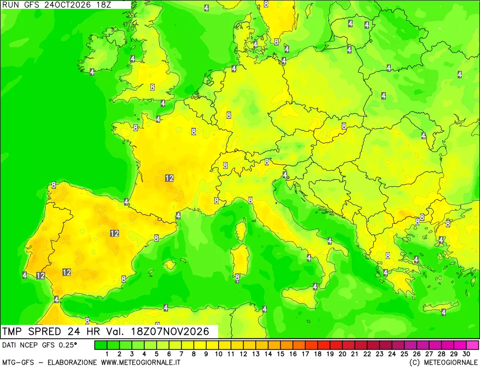 mappa Differenza TMax-TMin 24 ore