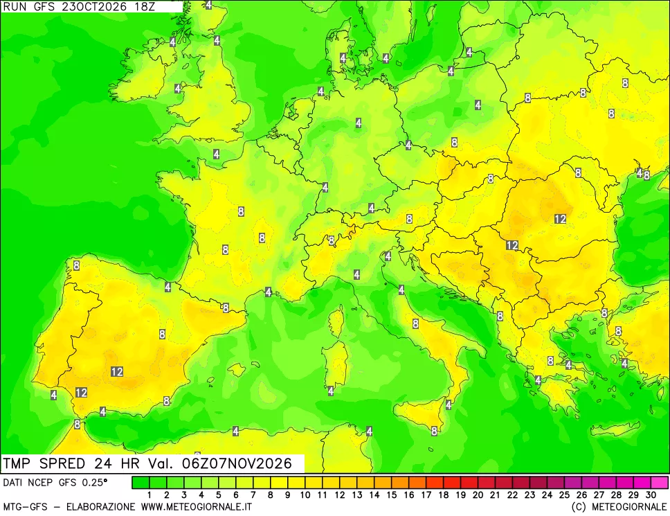mappa Differenza TMax-TMin 24 ore