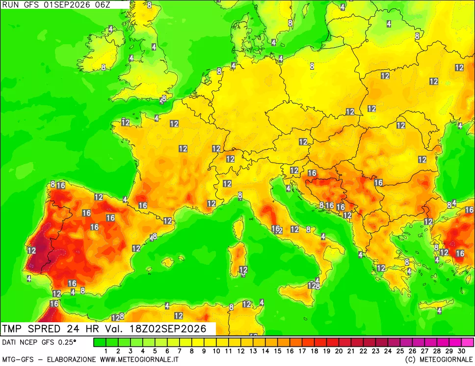 mappa Dif. TMax-TMin 24 ore