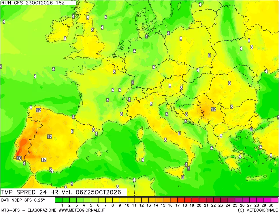 mappa Differenza TMax-TMin 24 ore