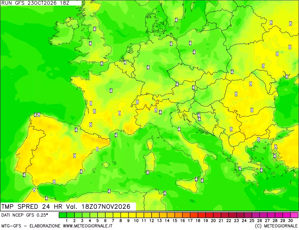 mappa Differenza TMax-TMin 24 ore