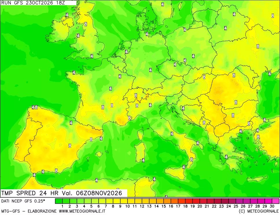 mappa Differenza TMax-TMin 24 ore