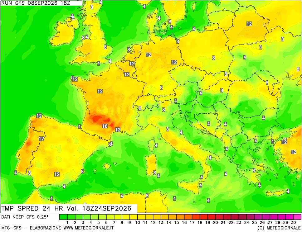 mappa Dif. TMax-TMin 24 ore