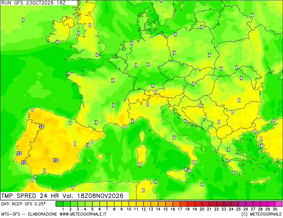 mappa Differenza TMax-TMin 24 ore