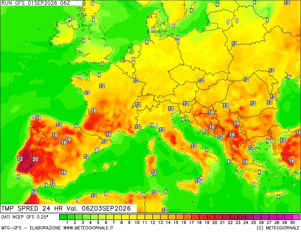 mappa Dif. TMax-TMin 24 ore