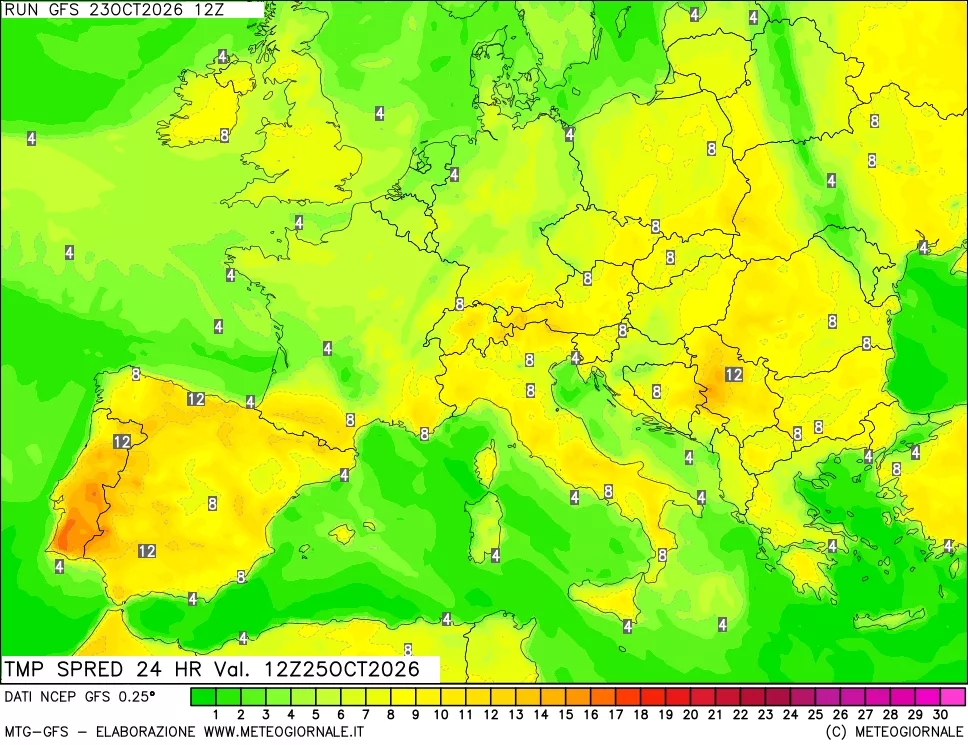 mappa Differenza TMax-TMin 24 ore