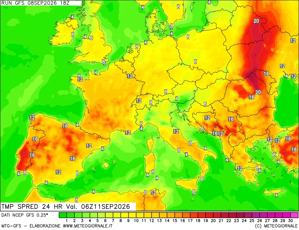 mappa Dif. TMax-TMin 24 ore