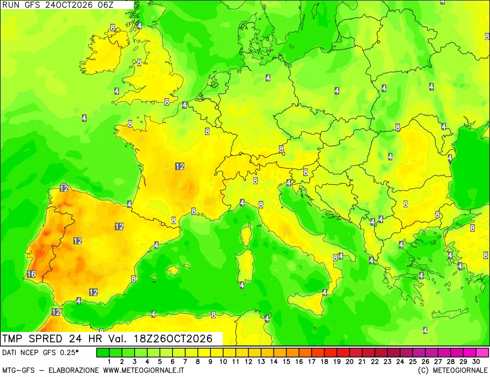 mappa Dif. TMax-TMin 24 ore