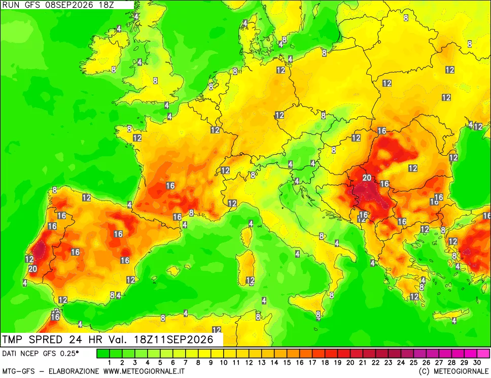 mappa Dif. TMax-TMin 24 ore