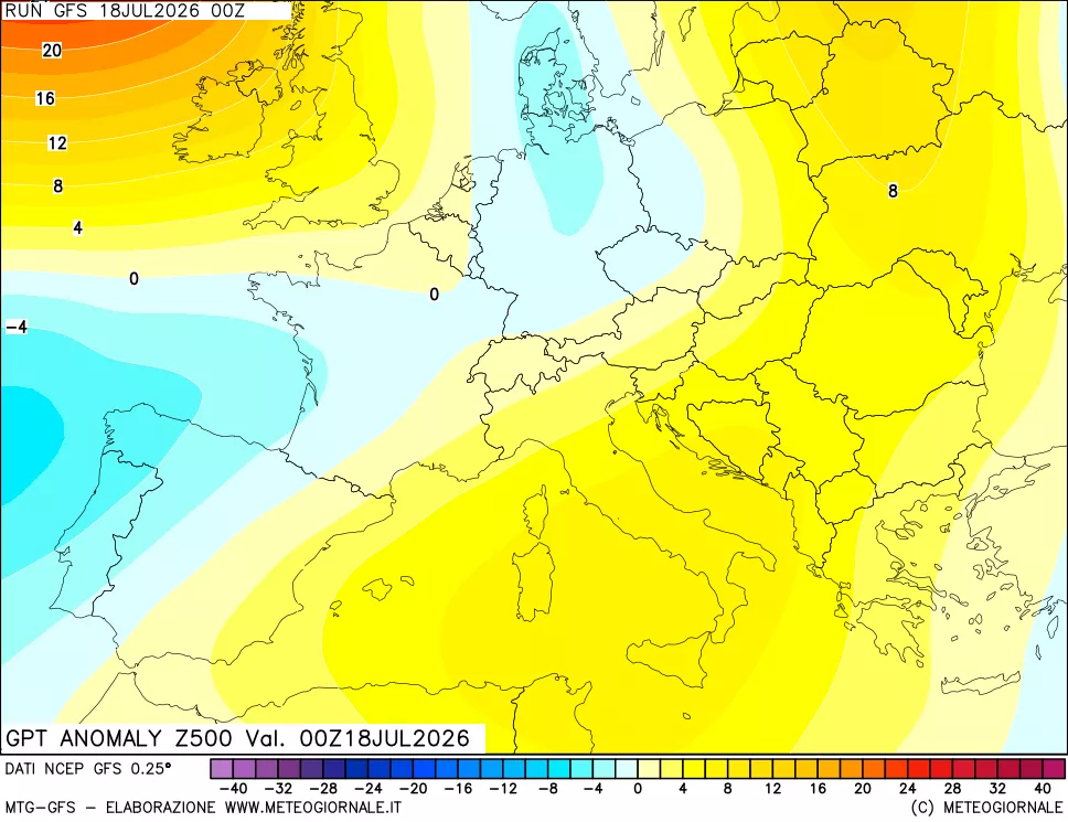 mappa 500 hPa GPT Anomaly vs Cli.No 1981-2010