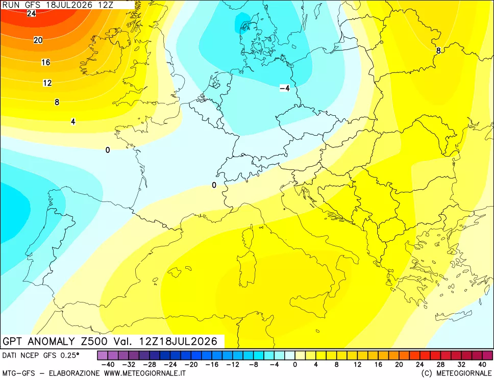 mappa 500 hPa GPT Anomaly vs Cli.No 1981-2010