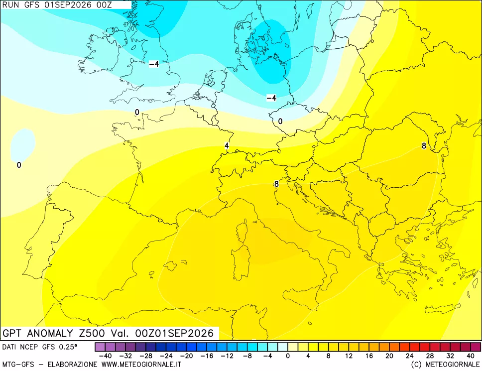 mappa 500 hPa GPT Anomaly vs Cli.No 1981-2010