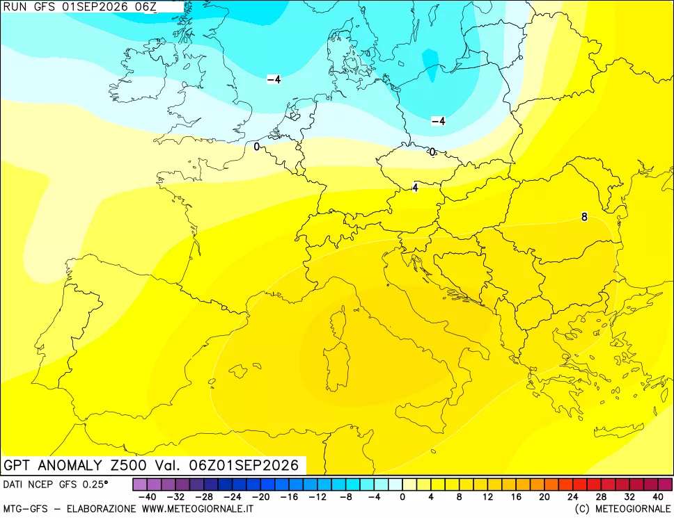 mappa 500 hPa GPT Anomaly vs Cli.No 1981-2010